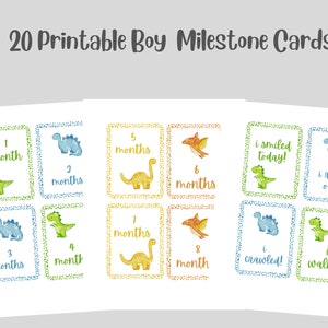 Cartes imprimables d'étape importante pour bébé garçon, Accessoires photo pour bébé, Cartes photo bébé, Cadeau numérique pour baby shower, Cartes d'étape importante mensuelles imprimables