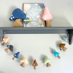 Felt Mushroom Nursery Garland, Boy Woodland Nursery Wall Decor, Mushroom Felted Garland, Felt Woodland Nursery Bunting, Mushroom Kids Decor