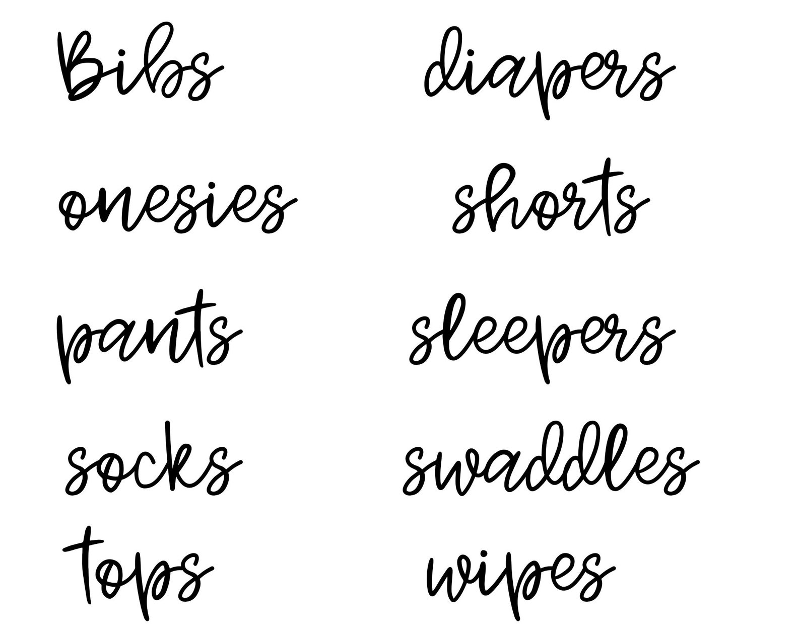 Black Custom Nursery Dresser Labels Changing Table Etsy