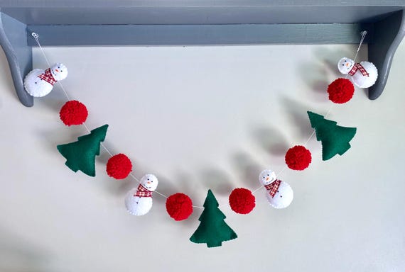 フェルト製スノーマンクリスマスガーランド、スノーマンクリスマス 