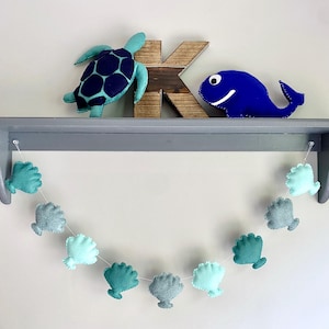 Felt Boy Seashell Nursery Garland, Felt Ocean Nursery Wall Decor, Under the Sea Nursery Garland for Boy, Custom Colors