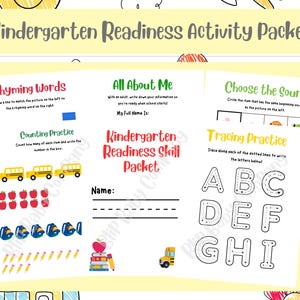 Paquete de actividades imprimibles para niños de preescolar, hojas de actividades de aprendizaje digital para preescolar, práctica de letras y números