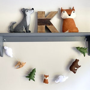 Felt Woodland Animal Garland, Woodland Animal Nursery Wall Decor, Fox Felt Garland, Wolf Nursery Wall Decor, Custom Felt Nursery Garland