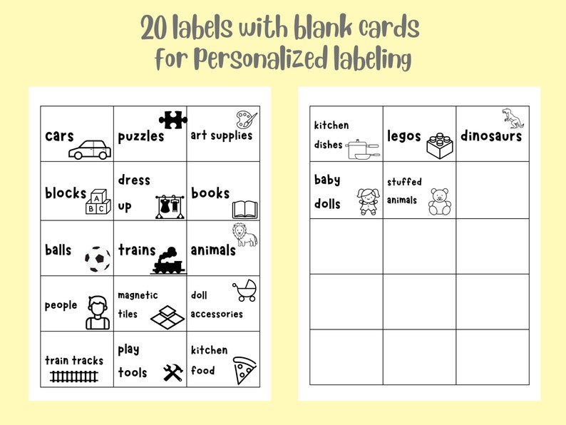 Printable Playroom Labels Toy Storage Organization Labels - Etsy