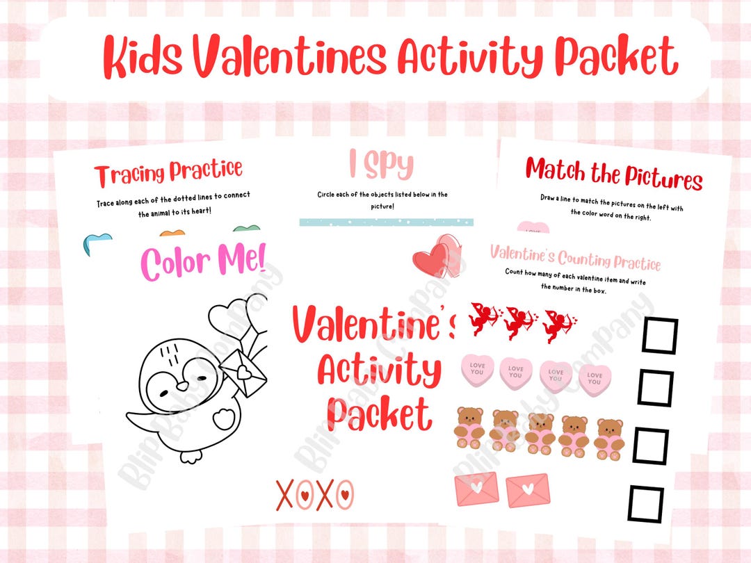 Printable Valentine's Day Activity Packet, Kids Valentine Activity ...