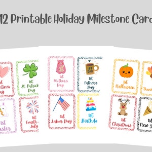 Cartes d’étape imprimables pour bébé de vacances, premier Noël de bébé, accessoires photo pour bébé, cartes d’étape photo numérique pour bébé, cadeau de douche de bébé