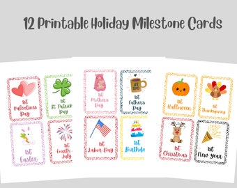 Printable Baby's First Holiday Milestone Cards (Digital Download)