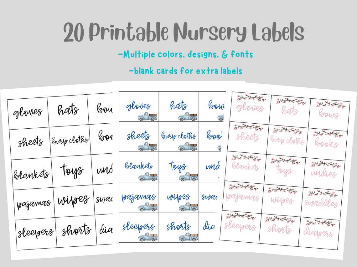 Printable Nursery Dresser Labels Boy Nursery Drawer Etsy