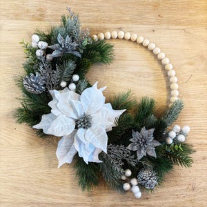 Christmas wreath making kit, Christmas wreath for front door, DIY christmas wreath kit, Christmas wreath kit with foliage, bead wreath