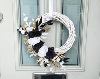 Rosenkranz schwarz weiß: Gothic Halloween Dekor