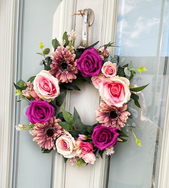 DIY Frühlingskranz-Kit: Künstliche Rosen, Eukalyptus & Ruscus