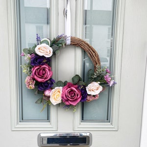 Rose & Lavender Spring Wreath: Artificial Floral Door Decor
