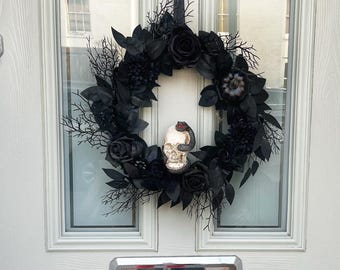 Ghirlanda Gotica Di Halloween Con Foglie D'Acero Nere E Rosa – Portacandele Per Decorazioni Casa E Festa
