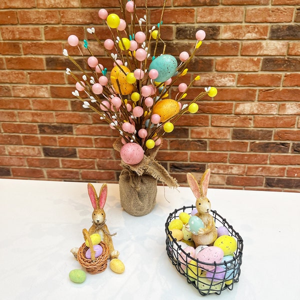 Easter egg tree, Easter decorations for home, Easter decor,, bunny ornament, spring decor, Easter rabbit, cute bunny, easter centerpiece