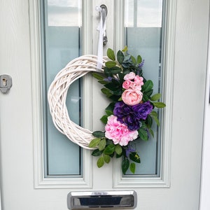Dahlia Peony Wreath: Pink Purple Floral Welcome Wreath