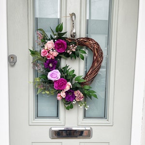 Heart Shaped Floral Wreath: Spring Summer Door Decor