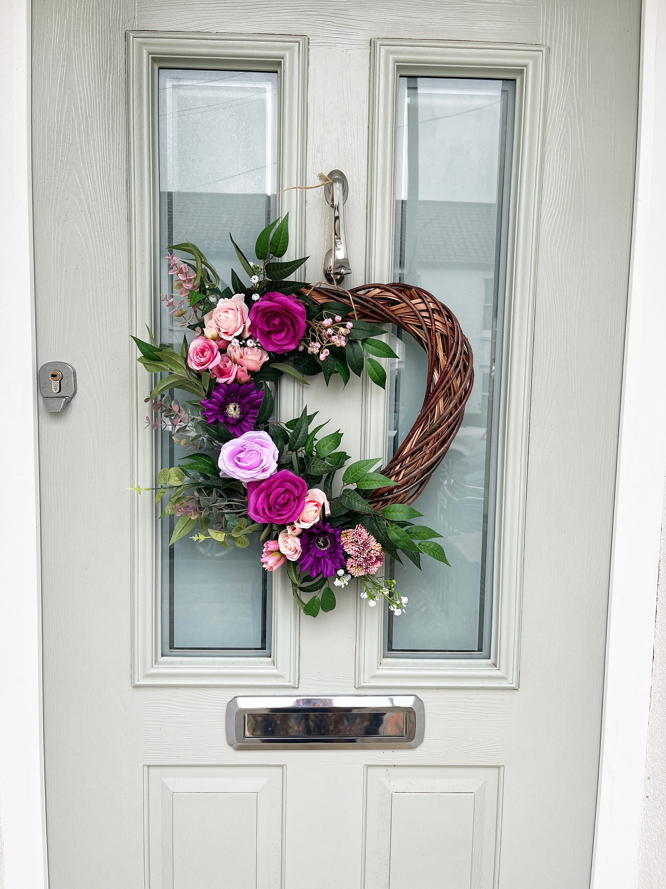 Summer spring wreath for front door, seasonal spring wreath, welcome flower wreath, birthday present, gift for wife sister, home decor