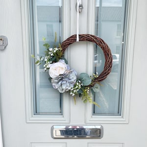 Spring wreath for front door, faux wreath, wreath hanger, wreaths for front door year round, door wreath, summer wreath, outdoor wreath