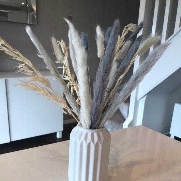 Pale Grey and White Pampas Bouquet | gift | Letterbox Friendly Dried Flowers | UK | Personalised | Natural | Interior Home Decor
