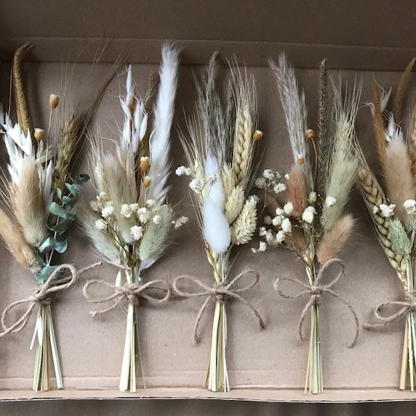 Set of Dried Flower Posies | 20cm | Table Setting |  Cake Topper | Posy | Wedding | Bridesmaid Proposal | Bunting | Garland | UK |