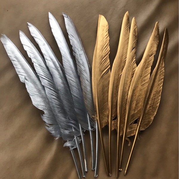 Gold or Silver Feather 25-30cm | 10-12"| UK | Cake Topper | Gift | Craft | Wedding| Bridal | Floral Arranging | Home | Display