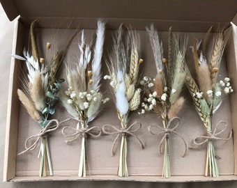 Set of Dried Flower Posies | 20cm | Table Setting |  Cake Topper | Posy | Wedding | Bridesmaid Proposal | Bunting | Garland | UK |