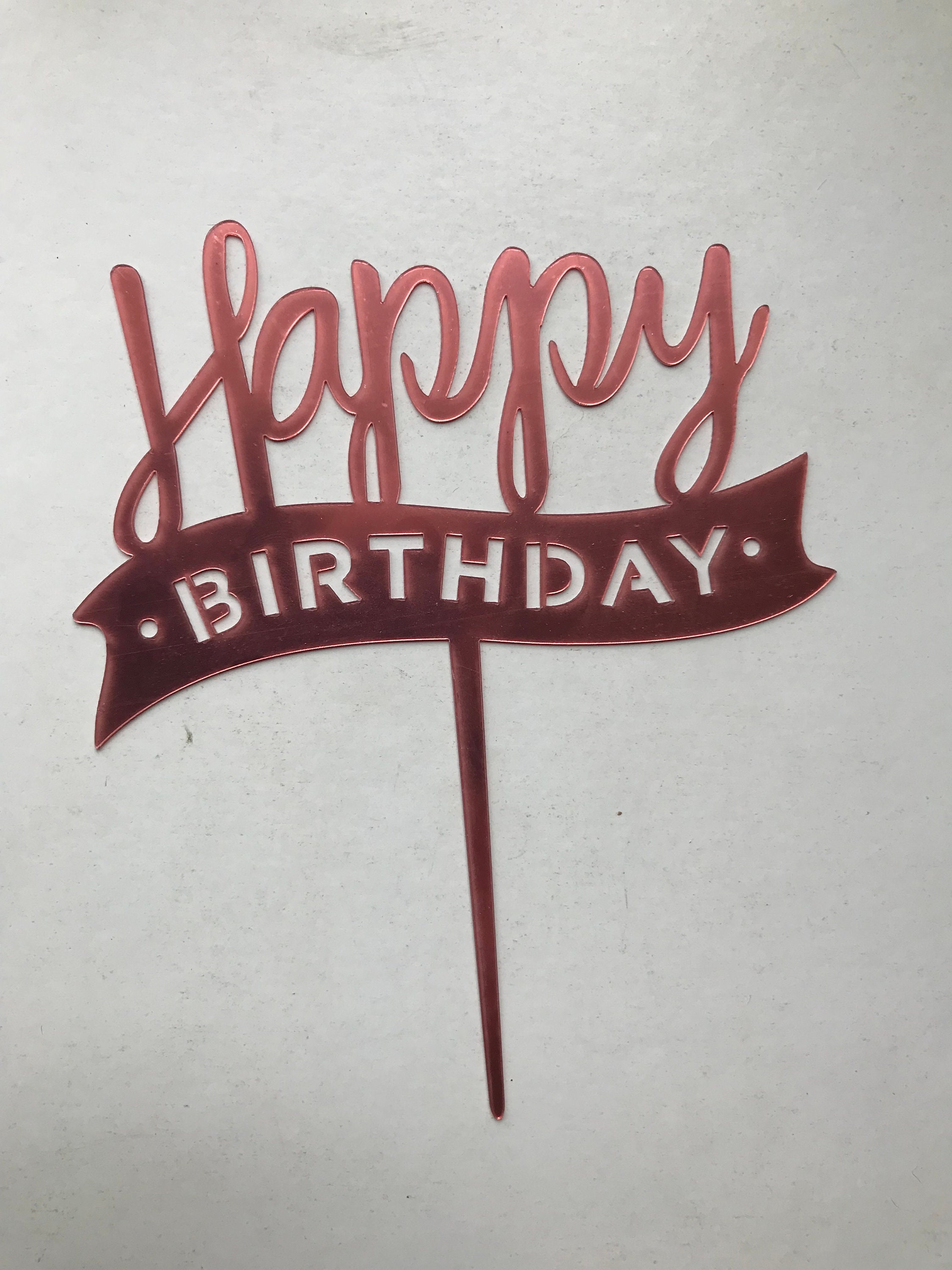 Happy Birthday Acrylic Cake Topper | Rose Gold | Pale Pink | Girl | UK ...