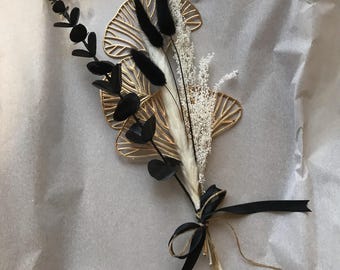 Black and Gold Magnolia, Iced Jewel Encrusted 24”, Black and Gold