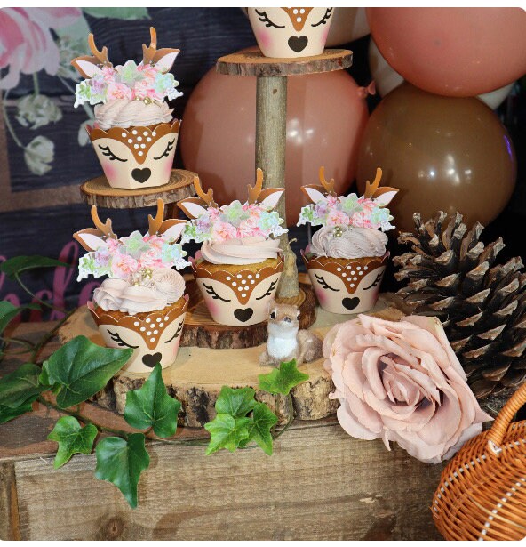 Gyufise Confezione da 24 decorazioni per cupcake rosa glitterate per feste di primo compleanno, decorazioni per baby shower, ragazzi e ragazze