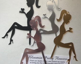 Sitting Girl Silhouette Cake Topper | Sitting Lady | Acrylic | Rose gold | Gold | Silver| Black | UK | Bridal | Party | Celebrate | Birthday