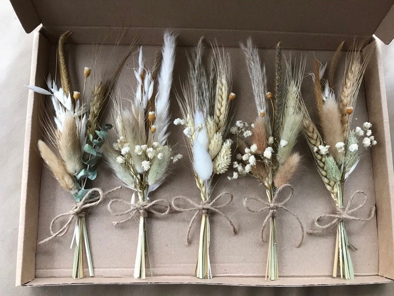 Set of Dried Flower Mini Posies | 20cm |  Cake Topper | Posy | Wedding | Bridesmaid Proposal | Bunting | Garland | UK | Letterbox Friendly 