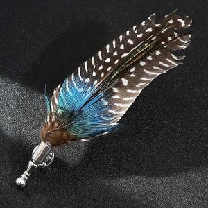 Feather Lapel Pin | Buttonhole | Pheasant Feather | Groom Lapel Pin |  Best Man Lapel Pin | Brooch |
