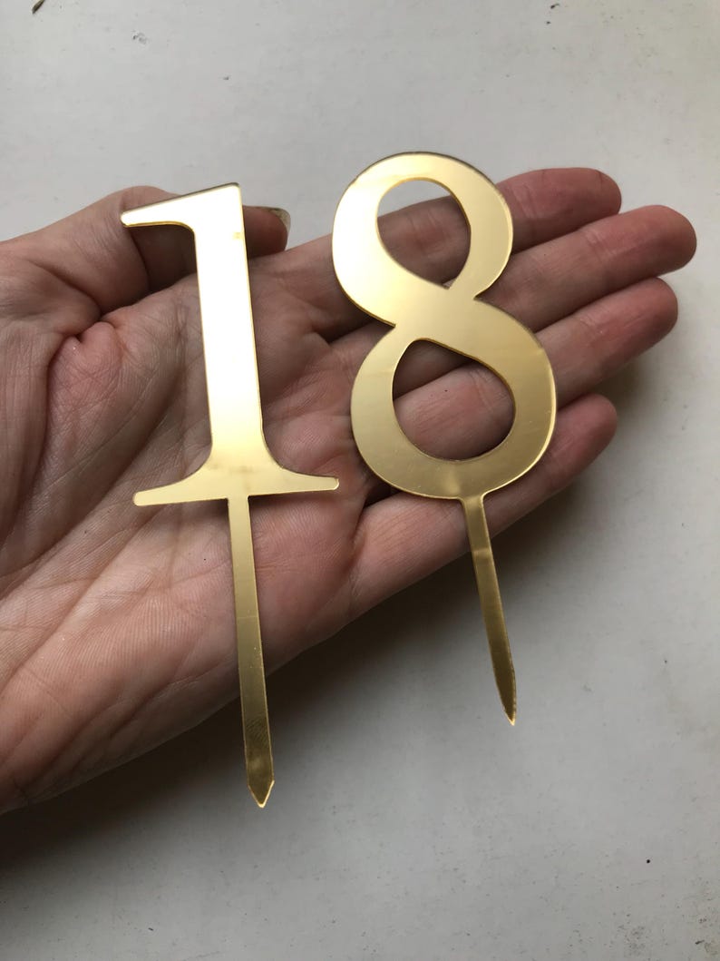 Gold Acrylic Number Cake Topper: Birthday Anniversary Party Decor - Etsy