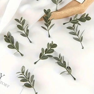 Artificial Eucalyptus Sprigs: Olive, Spring Green or Cream Cake Topper Decorations (Set of 12)