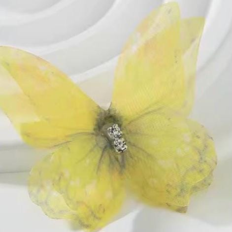 48 Handgefertigte Organza-Schmetterlinge Mit Pailletten – Zweifarbig, Ca. 5 Cm, Goldfarben