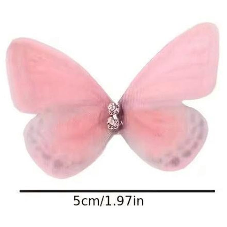 Organza Butterfly Appliques with Rhinestones: Double Layer, 3D Embellishments, 5cm (Set of 6) bild 12