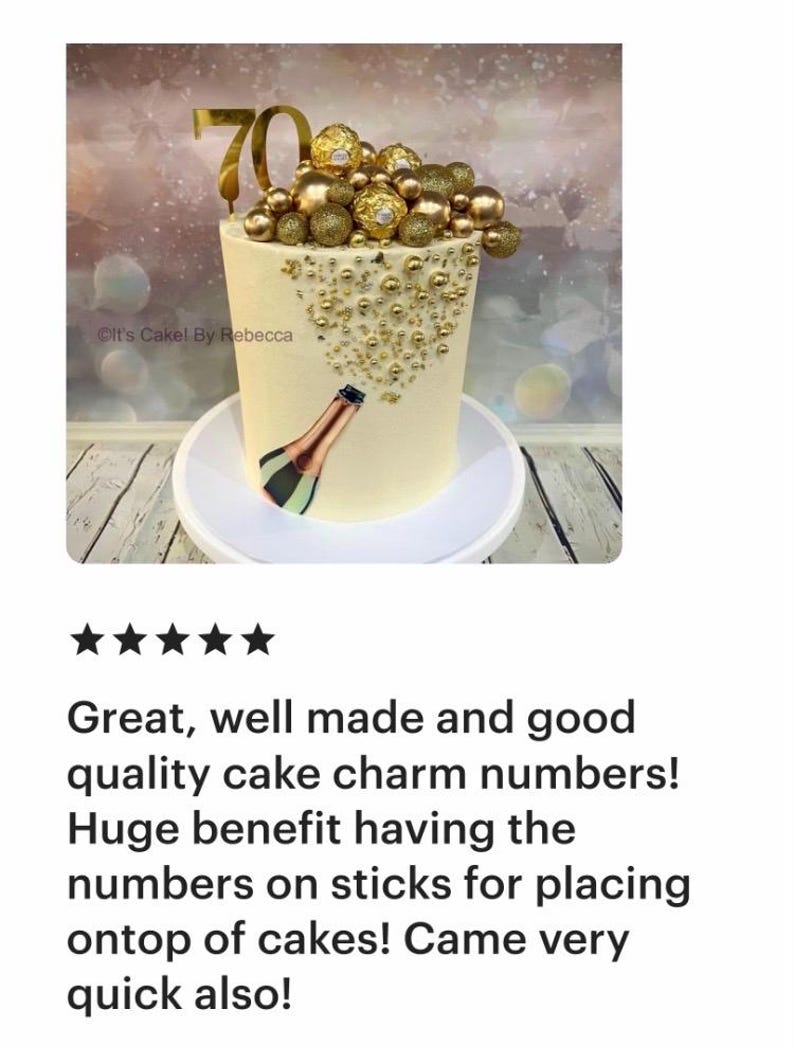 Gold Acrylic Number Cake Topper: Birthday Anniversary Party Decor - Etsy