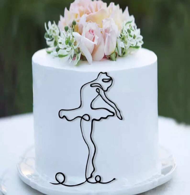 Line Silhouette Cake Topper Line Art 5 Styles Black Etsy UK