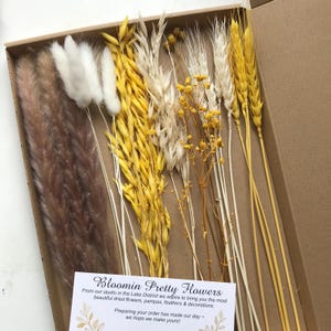 Colección de flores secas y pampas en amarillo sol / 30 cm / Envío gratuito al Reino Unido / Apto para buzones de correo / Personalizado / Decoración / Regalo de aniversario