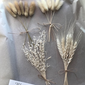 24 piece Cake / Craft Dried Flowers | White & Natural | 10-15cm | Cupcake Toppers | Cake Topper | Mini Pampas Set  | Cake  | UK |