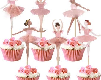 Ballet Dancer Cupcake Toppers:  Pretty Party Picks (Set of 6)