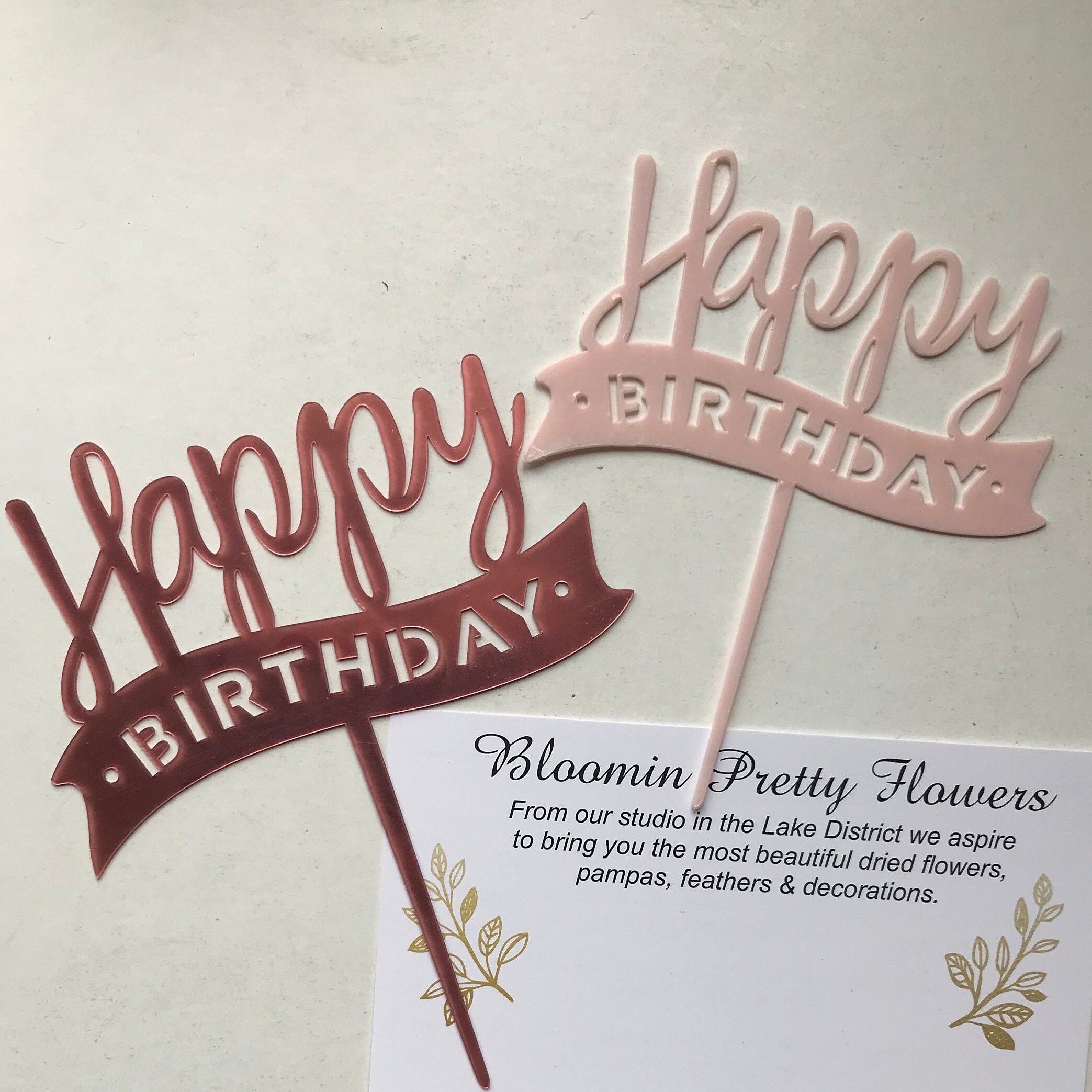Happy Birthday Acrylic Cake Topper | Rose Gold | Pale Pink | Girl | UK ...