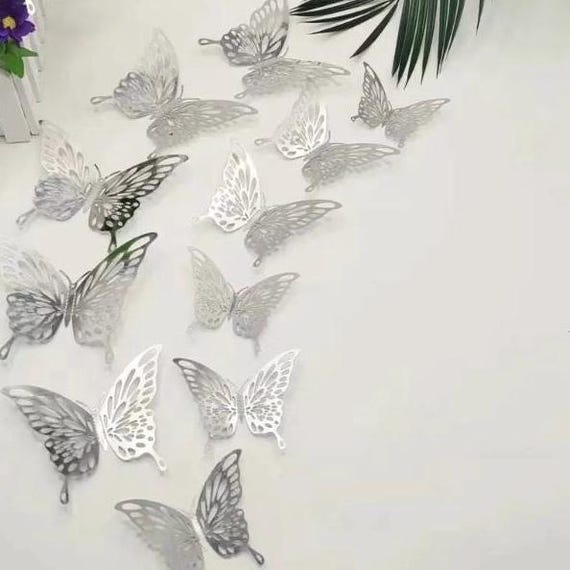 12 Essbare Glitzer-Schmetterlinge Aus Silber & Weiß – Cupcake- & Kuchen-Deko, Vorgeschnitten, Lebensmittelecht