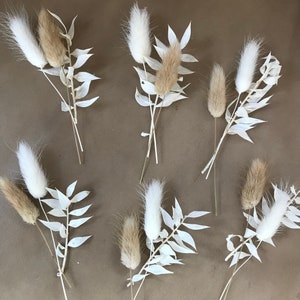 18 pezzi di torta / fiori secchi artigianali / 18 steli / 5-10 cm / decorazioni per cupcake / decorazioni per torte / code di coniglio / decorazione per torte bianca / naturale