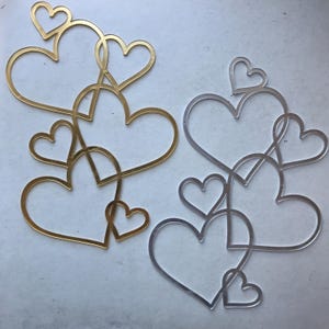 Cascading Hearts Cake Charm  | Cake Decoration | Hearts  | Cake Topper | Silver | Gold | Love | Valentines | Wedding | Anniversary