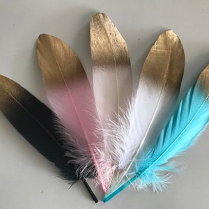 Gold Tipped Goose Feather (15-20 cm): Colored Plume for Crafts & Decor