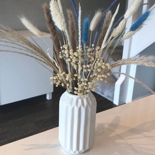 Letterbox Friendly Blue Dried Flower and Pampas Display |  Gift  |30cm Bouquet UK | Eco | Gift Idea | Tranquil | Relaxing | Cool | Quality