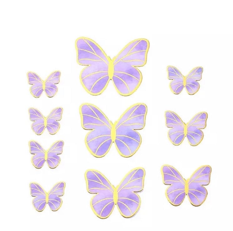10 X Butterfly Cake Toppers With Gold Accents Pink or Purple Etsy