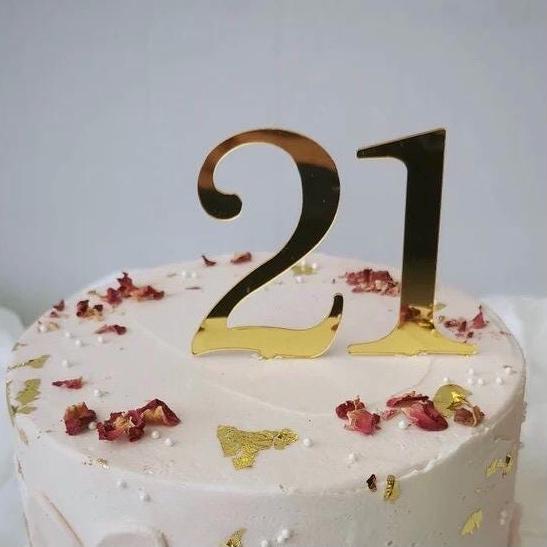 Gold Acrylic Number Cake Topper: Birthday Anniversary Party Decor - Etsy