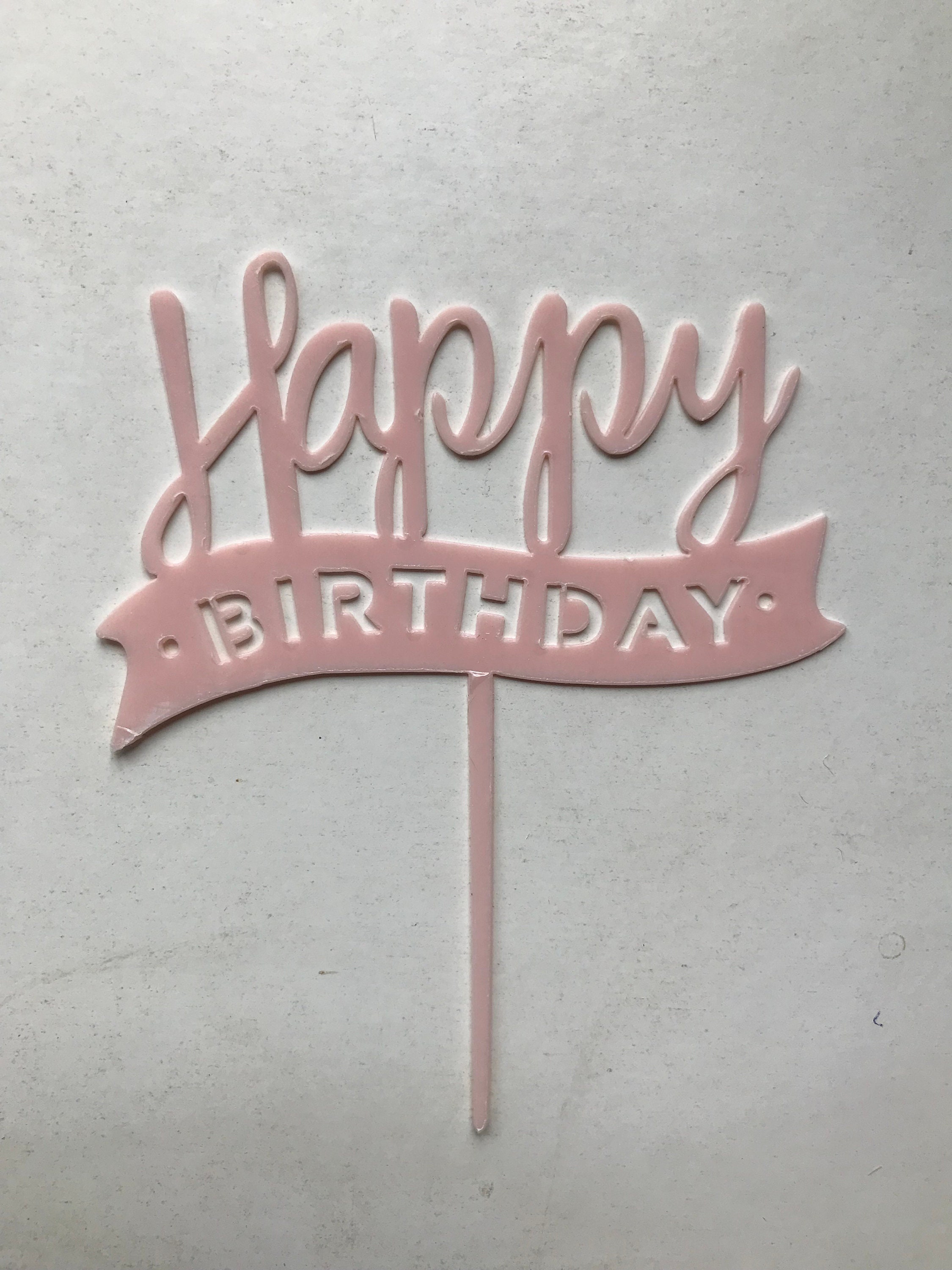 Happy Birthday Acrylic Cake Topper | Rose Gold | Pale Pink | Girl | UK ...